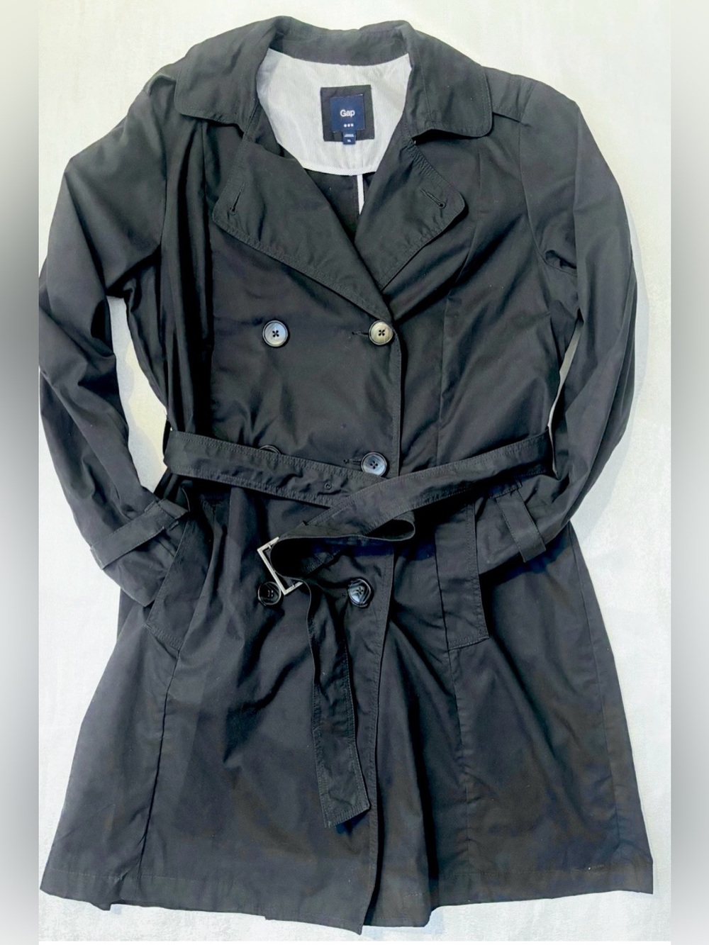 GAP Women’s BlJacket Trench Coat Y2K Double-Breasted Trench Coat with Belt Sz XL